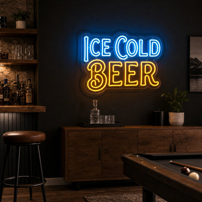 Ice Cold Beer LED Neon Sign Home Garage Wall Decoration real lifestyle scene