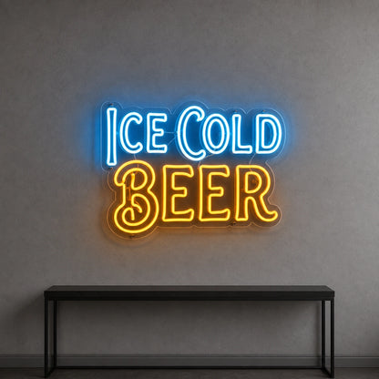 Ice Cold Beer LED Neon Sign Home Garage Wall Decoration size image