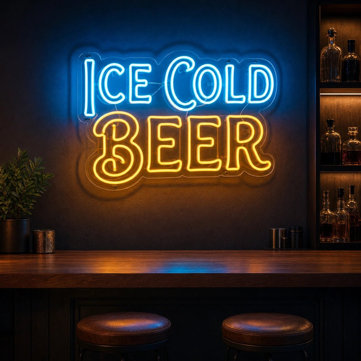 Ice Cold Beer LED Neon Sign Man Cave Neon Sign - Shineneon