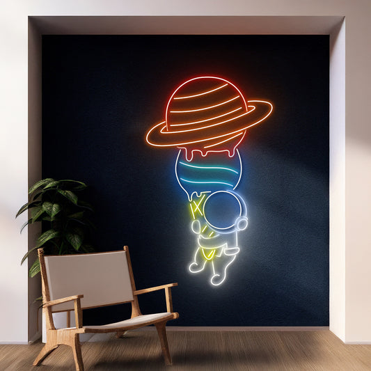 Ice Cream Astronaut Neon Sign