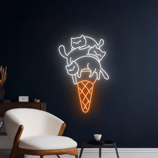 Ice Cream Cat Neon Sign