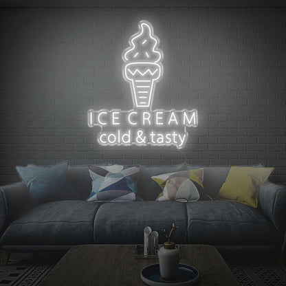 Ice Cream Cold Tasty White Led Neon Sign For Home Decor And Ice Cream Shop | Shineneon
