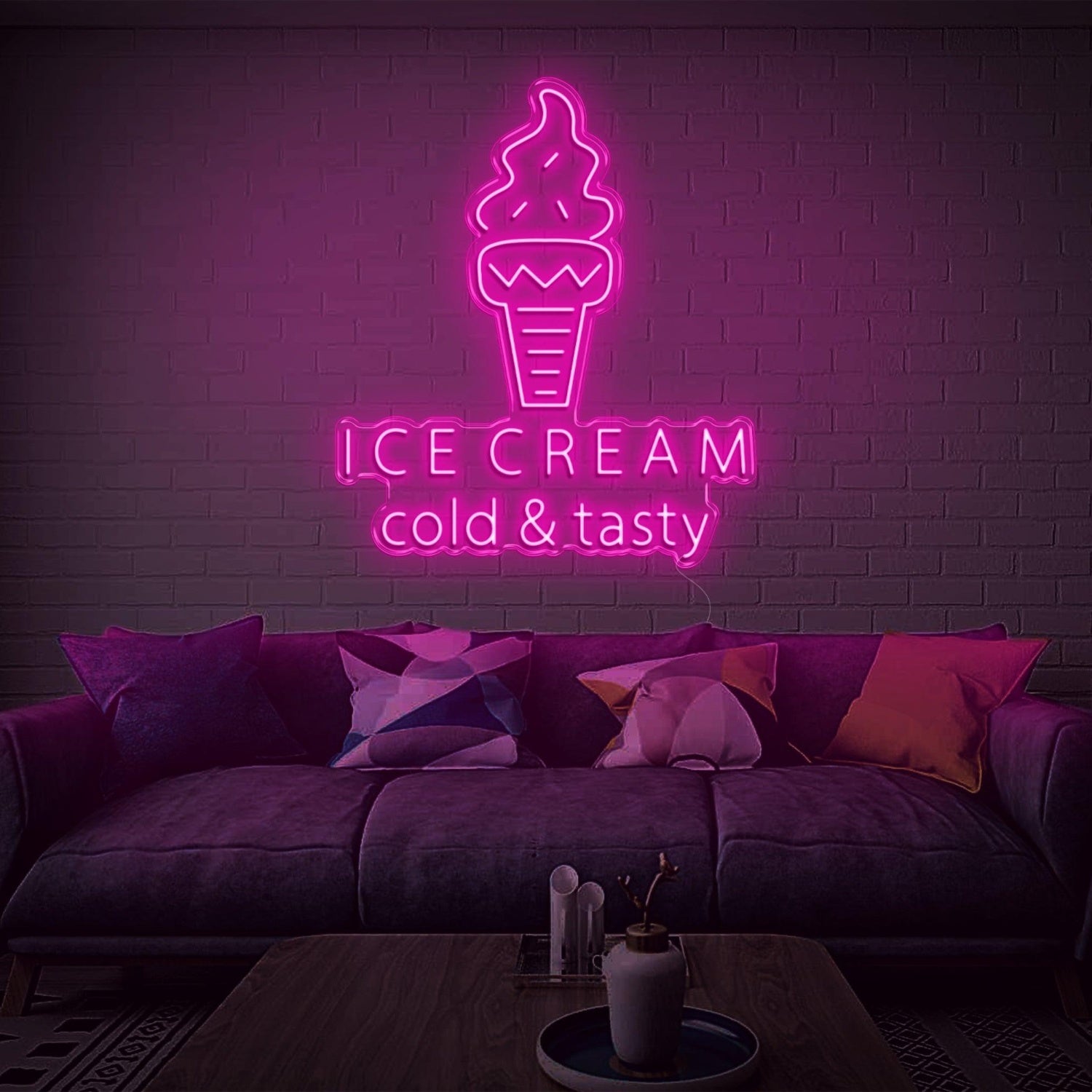 Ice Cream Cold Tasty White Led Neon Sign For Home Decor And Ice Cream Shop | Shineneon
