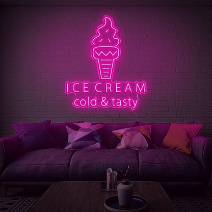 Ice Cream Cold Tasty White Led Neon Sign For Home Decor And Ice Cream Shop | Shineneon