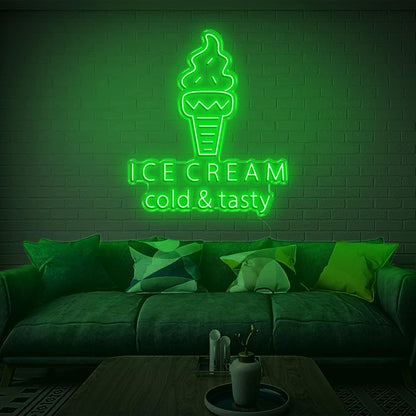 Ice Cream Cold Tasty White Led Neon Sign For Home Decor And Ice Cream Shop | Shineneon