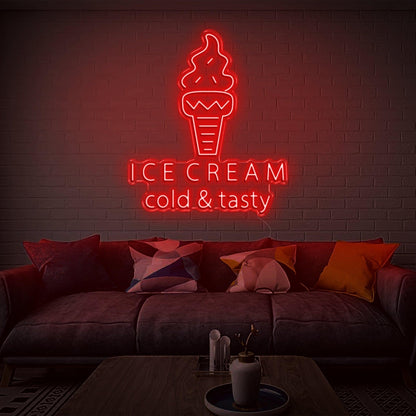 Ice Cream Cold Tasty White Led Neon Sign For Home Decor And Ice Cream Shop | Shineneon