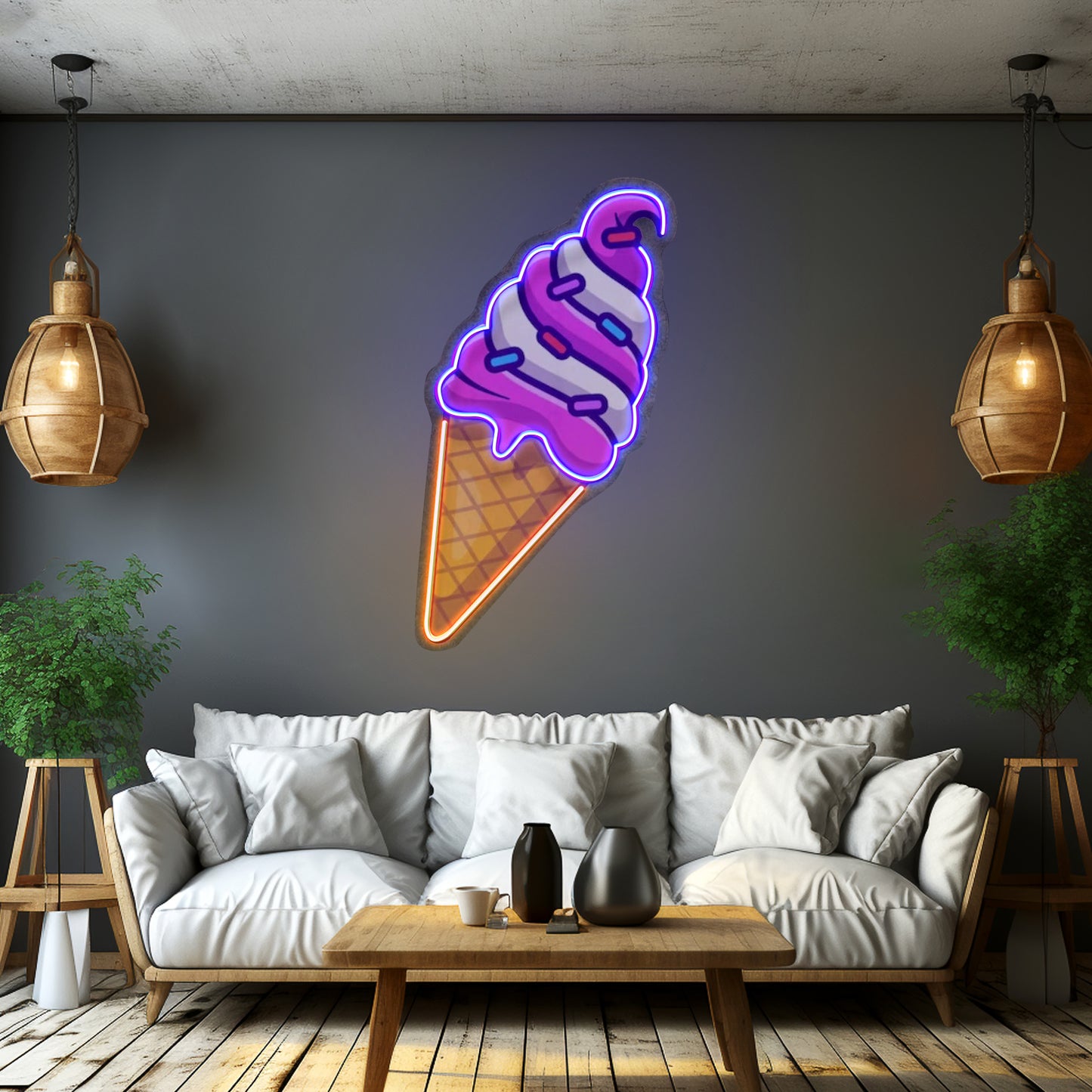 Ice Cream Cone Custom Led Signs Artwork For Sale