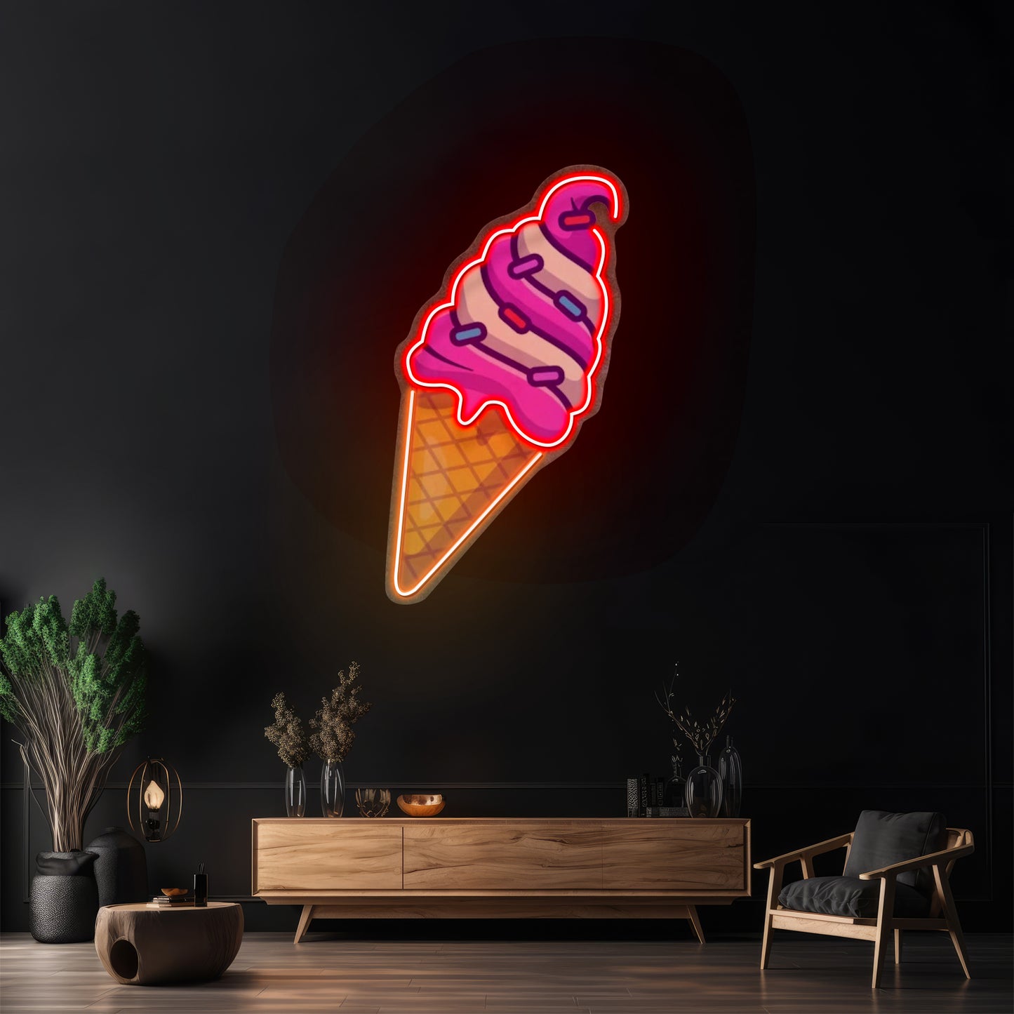 Ice Cream Cone Custom Led Signs Artwork For Sale