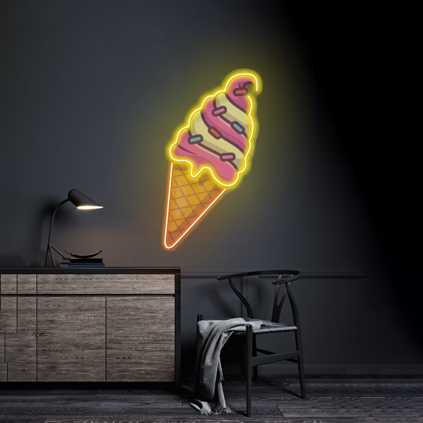 Ice Cream Cone Custom Led Signs Artwork For Sale