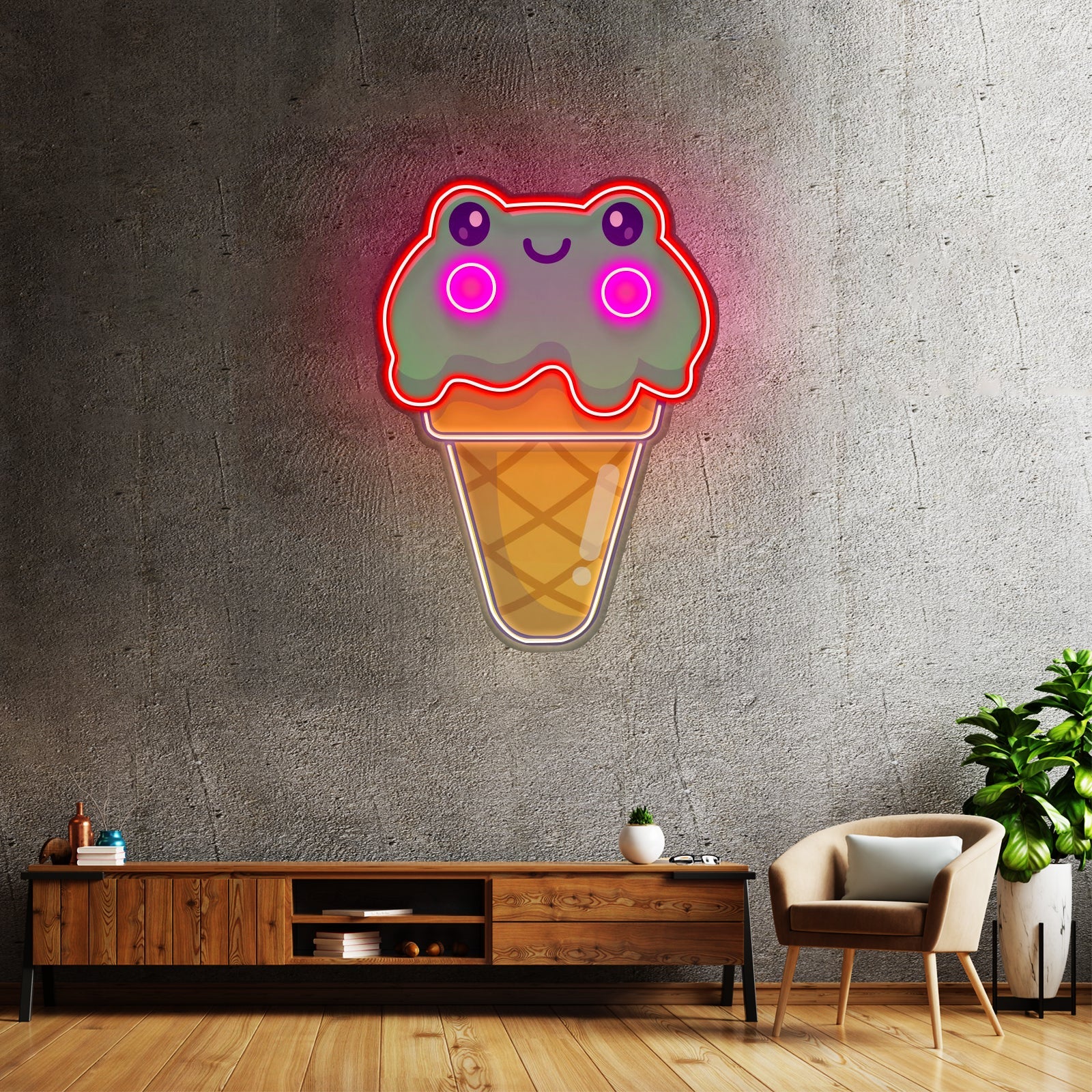 Ice Cream Cone Frog Led Neon Sign Light Custom Led Signs - Shineneon