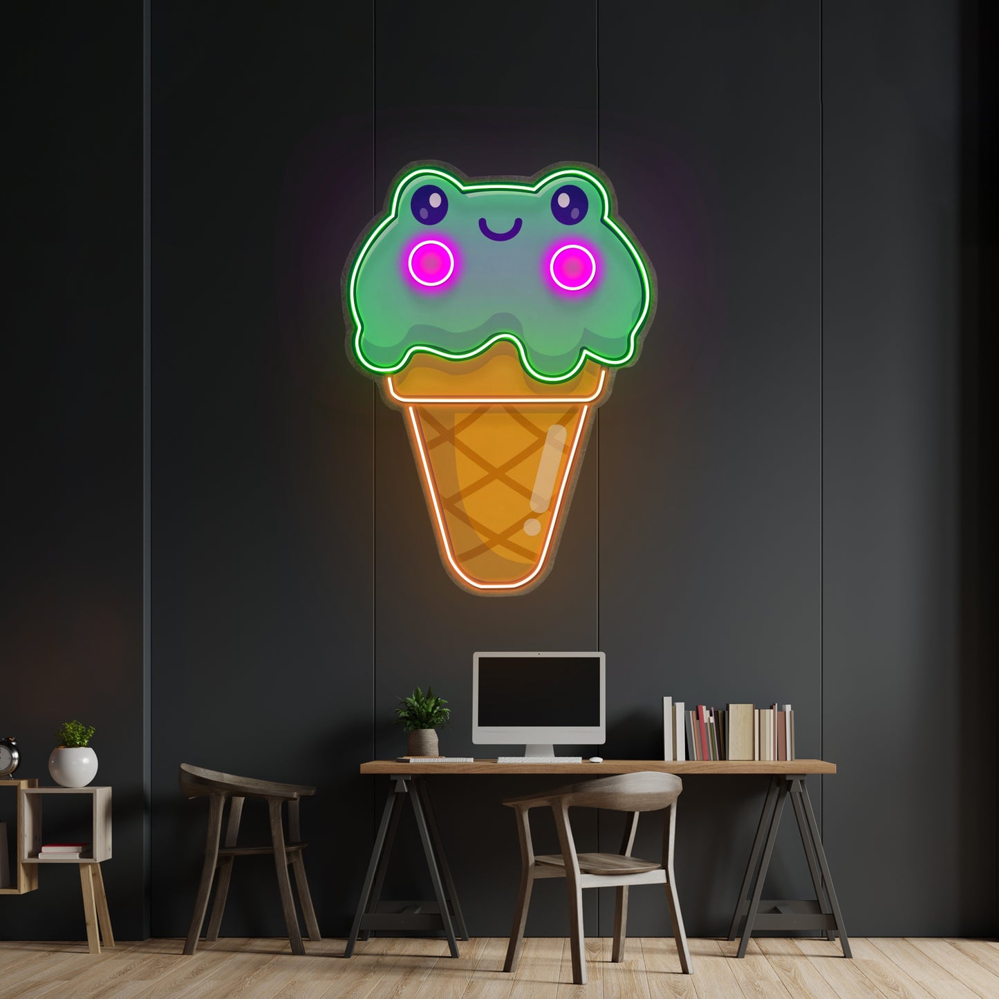 Ice Cream Cone Frog Led Neon Sign Light Custom Led Signs