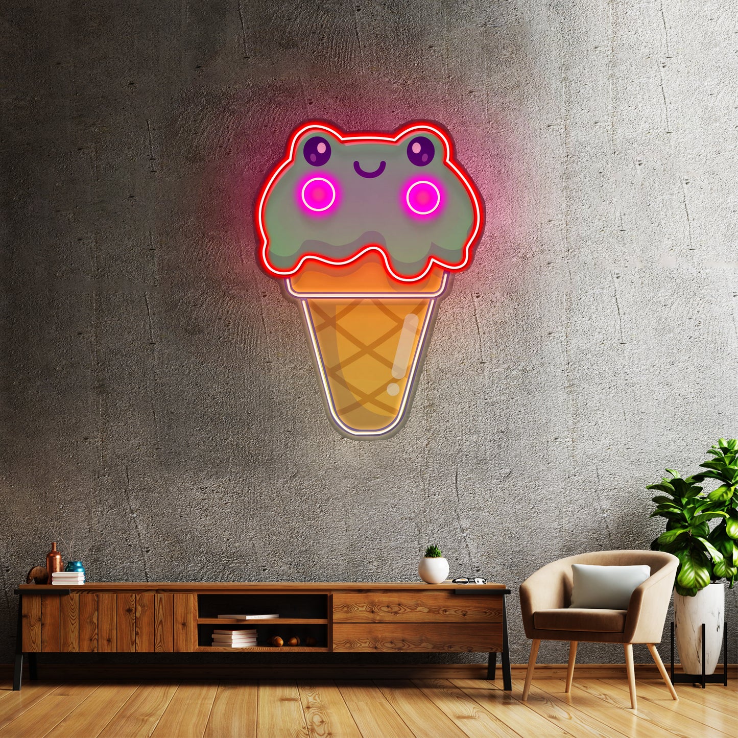 Ice Cream Cone Frog Led Neon Sign Light Custom Led Signs