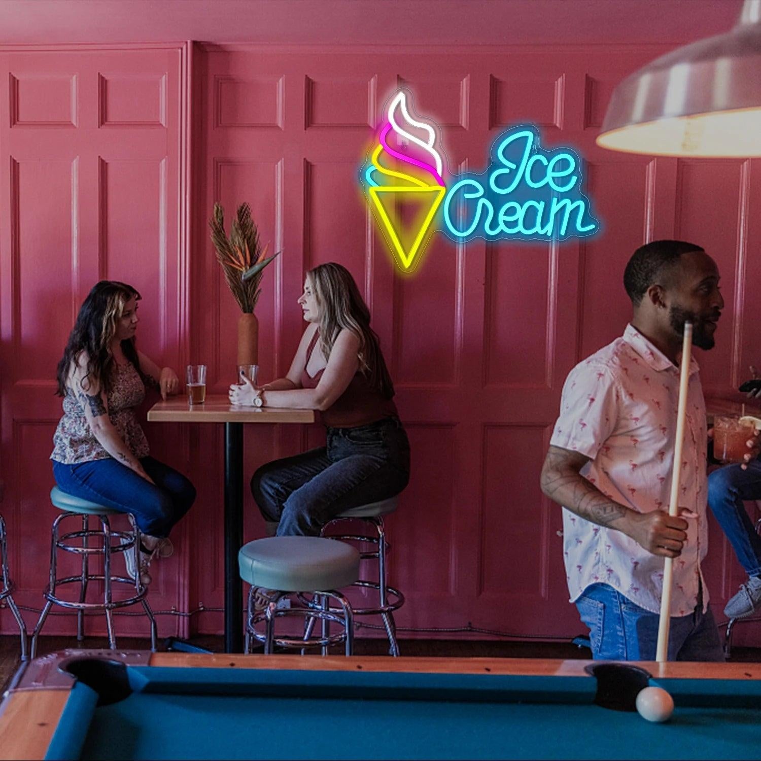 Ice Cream Cone Multicolor Led Neon Sign For Shop Home Decor - Shineneon