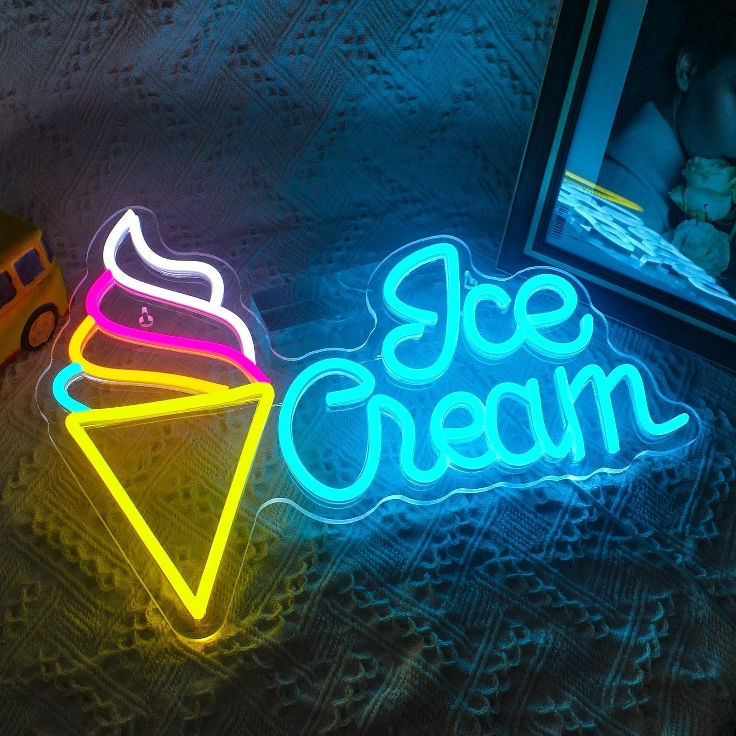 Ice Cream Cone Multicolor Led Neon Sign For Shop Home Decor - Shineneon