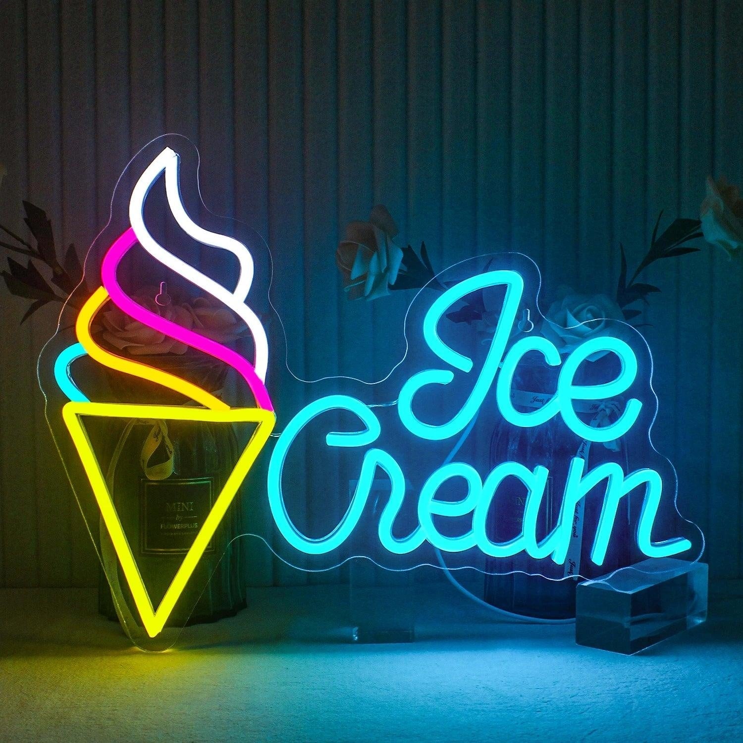Ice Cream Cone Multicolor Led Neon Sign For Shop Home Decor - Shineneon