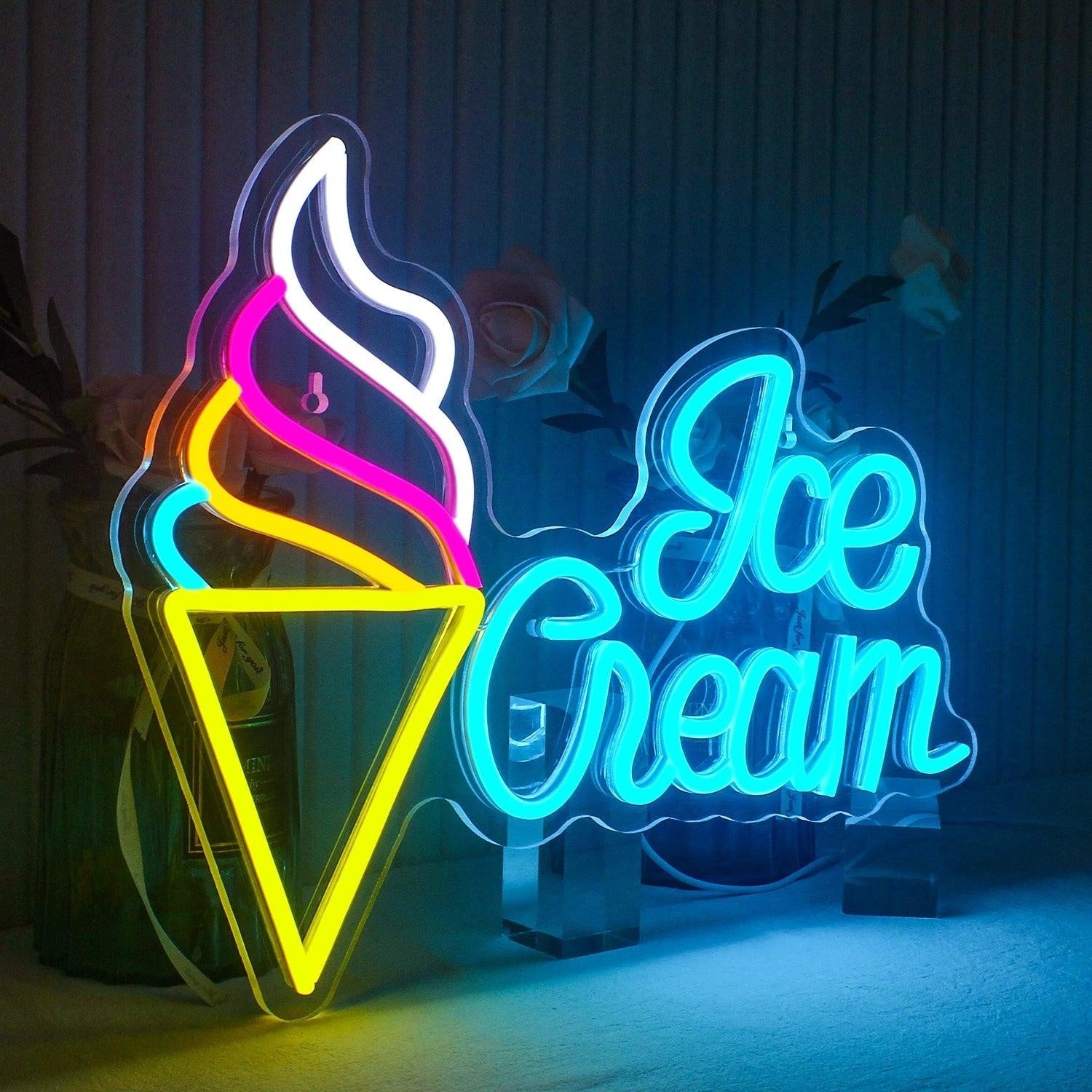 Ice Cream Cone Multicolor Led Neon Sign For Shop Home Decor - Shineneon