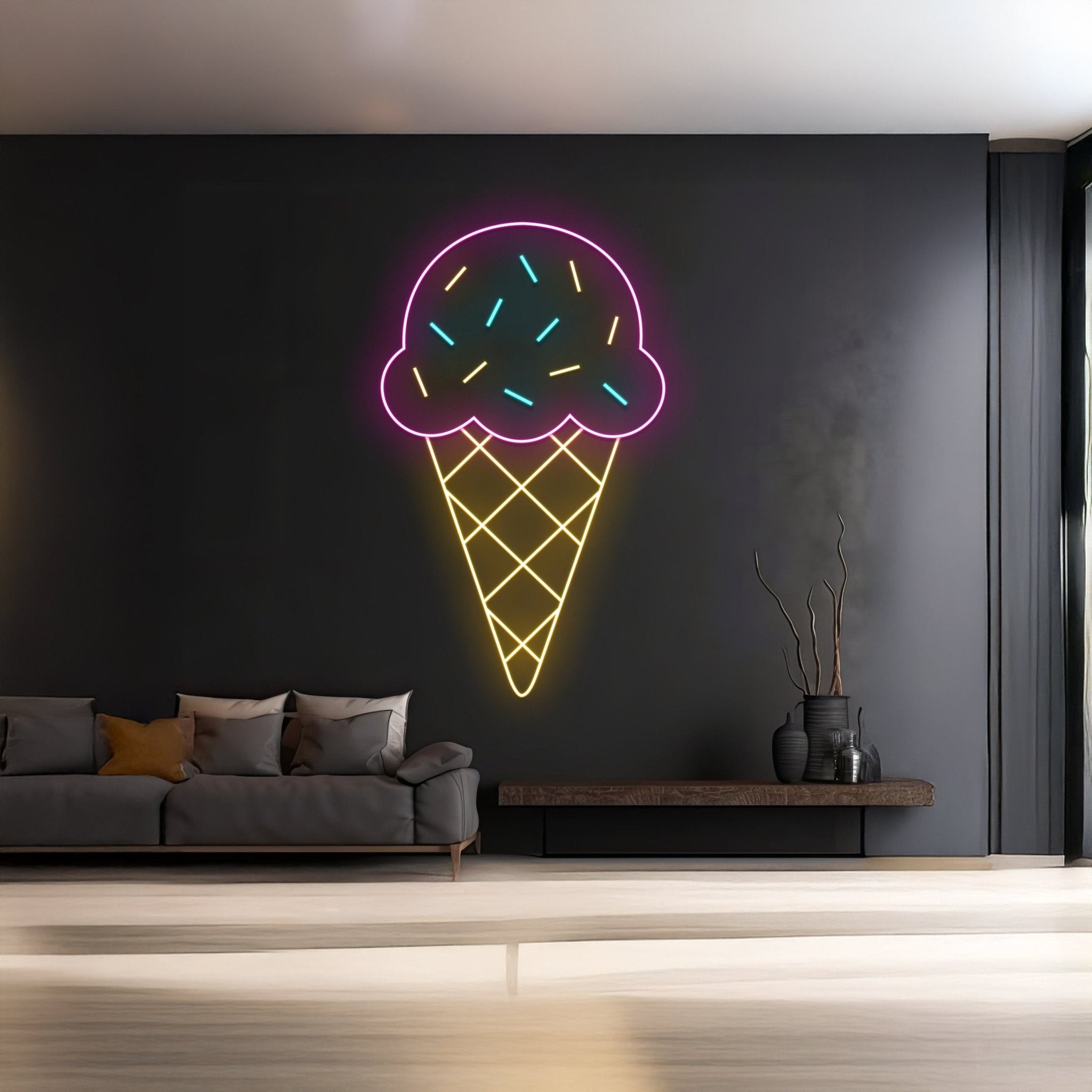 Ice Cream Cone Neon Sign Room Wall Decor - Shineneon