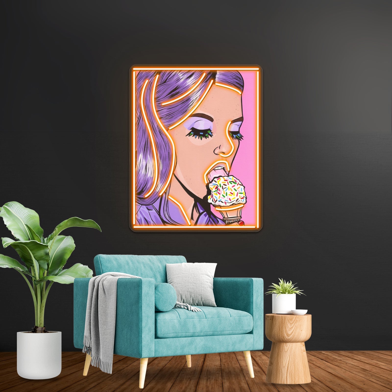 Ice Cream Girl Artwork Led Custom Signs - Shineneon