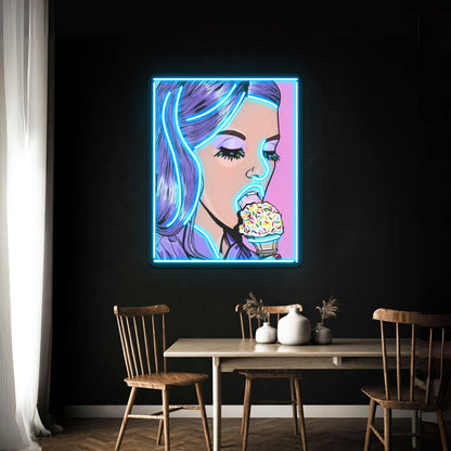 Ice Cream Girl Artwork Led Custom Signs - Shineneon