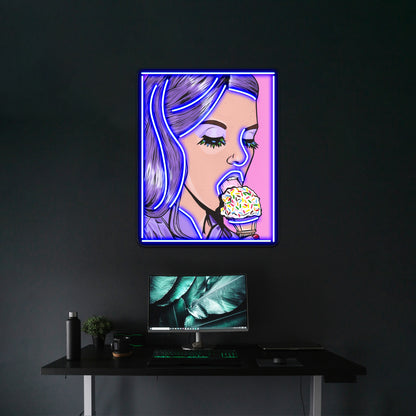 Ice Cream Girl Artwork Led Custom Signs