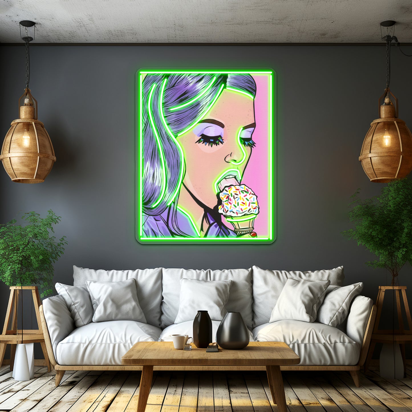 Ice Cream Girl Artwork Led Custom Signs