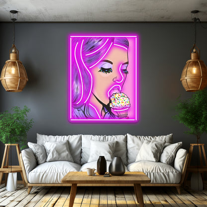 Ice Cream Girl Artwork Led Custom Signs