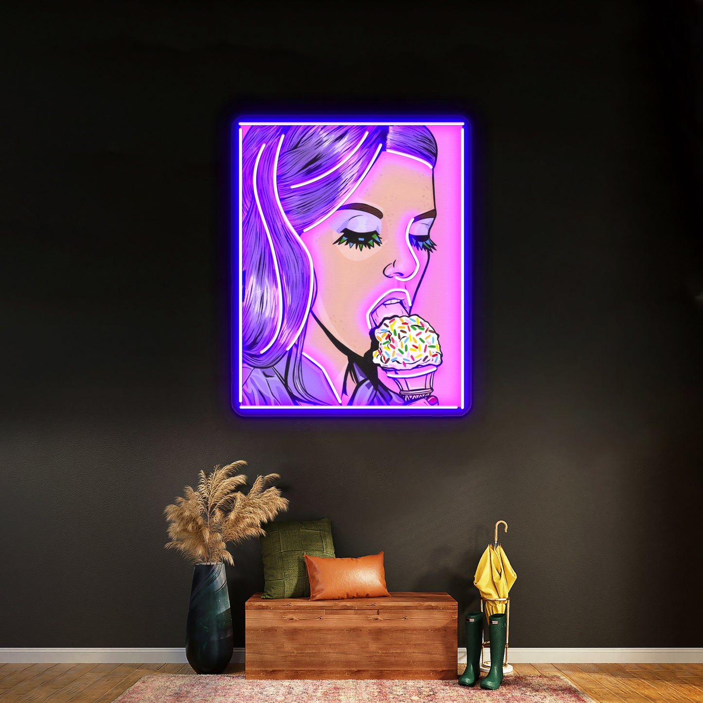 Ice Cream Girl Artwork Led Custom Signs