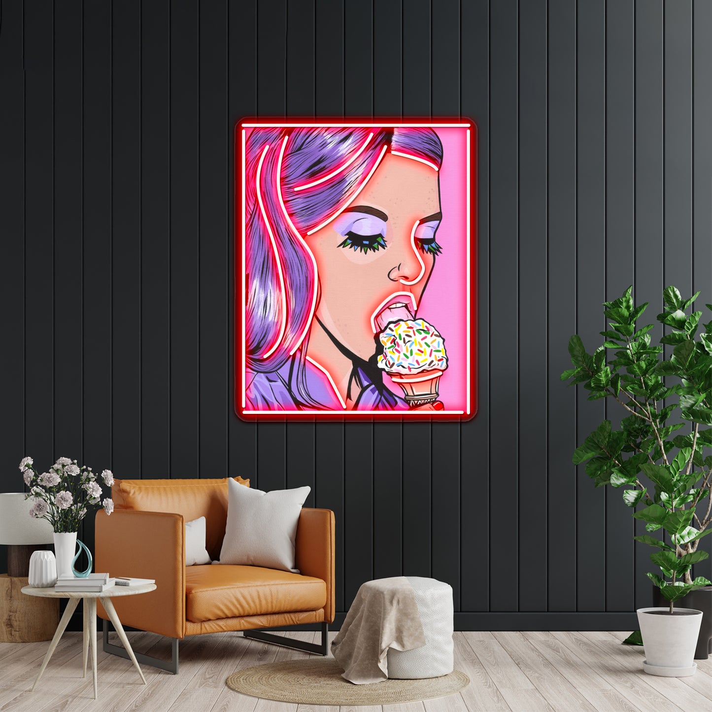 Ice Cream Girl Artwork Led Custom Signs