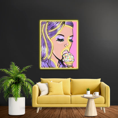 Ice Cream Girl Artwork Led Custom Signs