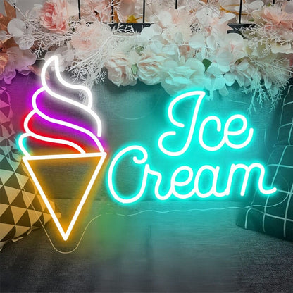 Ice Cream Heart Drip Neon Sign | Shineneon