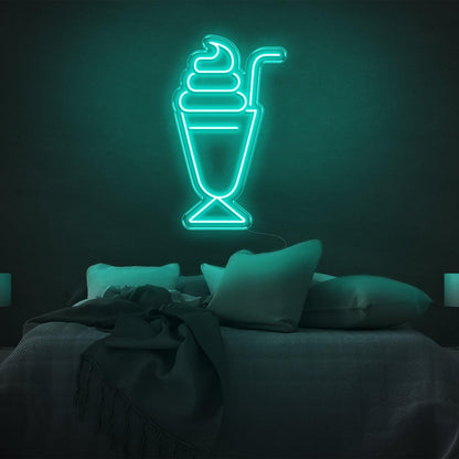 Ice Cream Milkshake Cyan Led Neon Sign For Bedroom Wall Decor | Shineneon