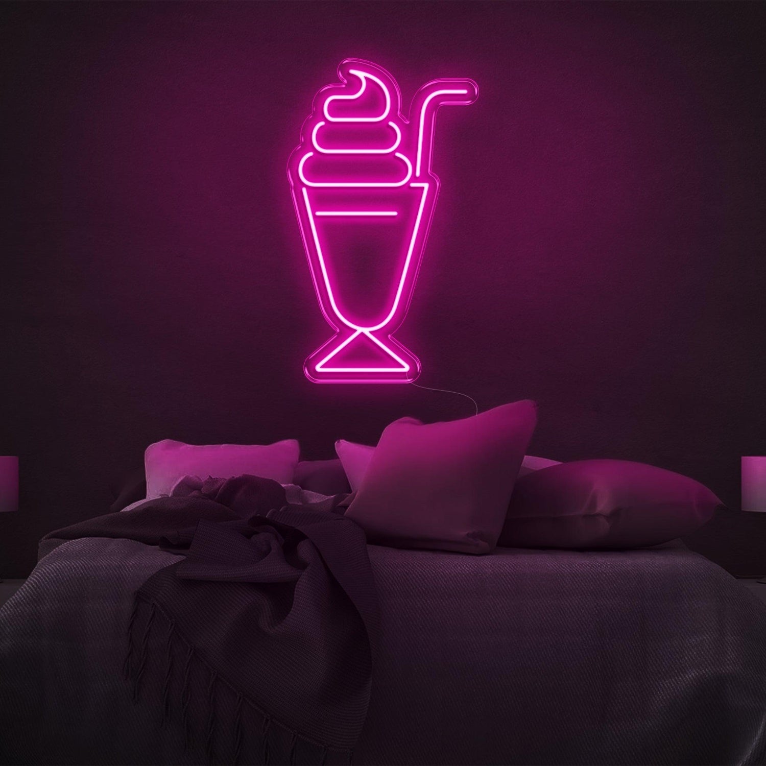 Ice Cream Milkshake Cyan Led Neon Sign For Bedroom Wall Decor | Shineneon