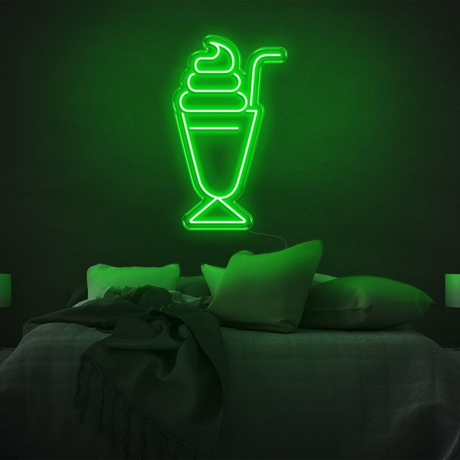 Ice Cream Milkshake Cyan Led Neon Sign For Bedroom Wall Decor | Shineneon