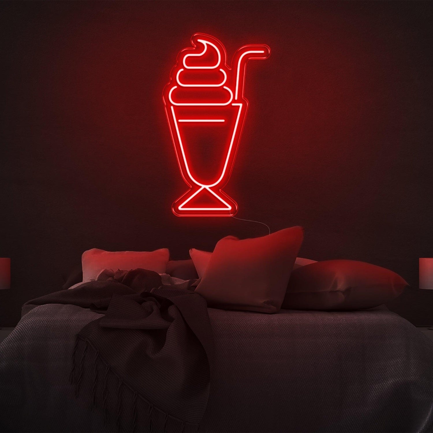 Ice Cream Milkshake Cyan Led Neon Sign For Bedroom Wall Decor | Shineneon