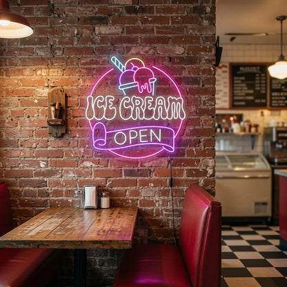 Ice Cream Open LED Neon Sign - 03 Real Lifestyle Scene