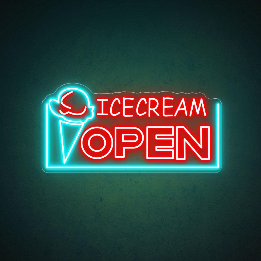 Ice Cream Open Red Blue Led Neon Sign For Shop Business | Shineneon