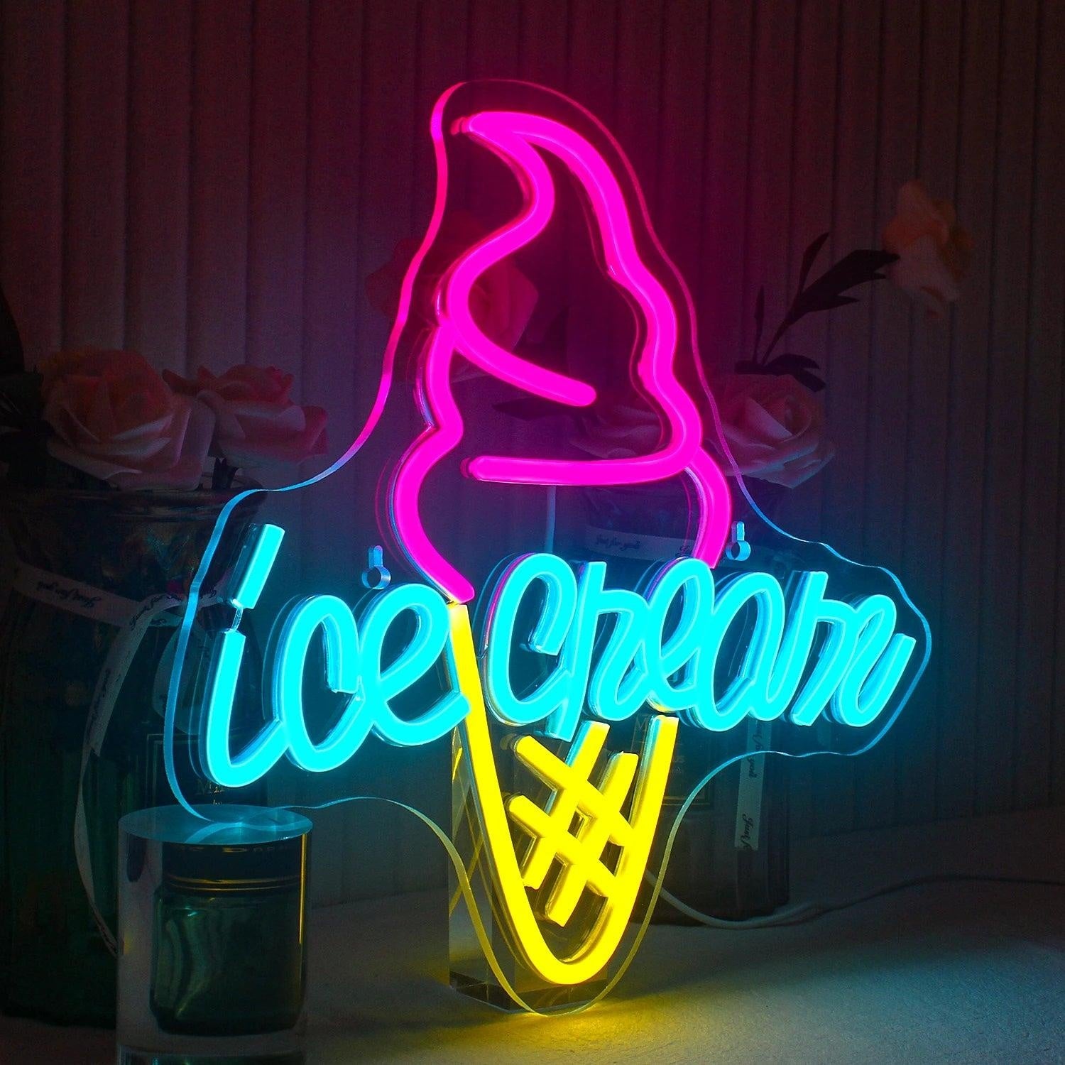 Ice Cream Pink Blue Yellow Led Neon Sign For Sweet Shop Cafe Home Decor | Shineneon