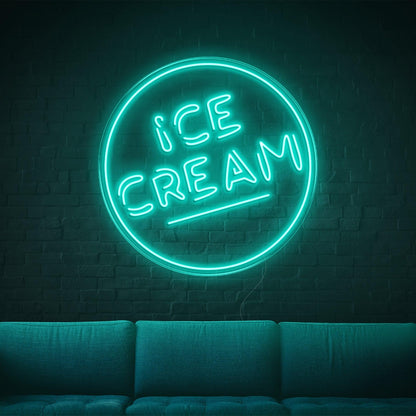 Ice Cream Round Blue Led Neon Sign For Home Decor Ice Cream Shop | Shineneon