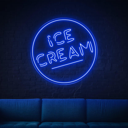 Ice Cream Round Blue Led Neon Sign For Home Decor Ice Cream Shop | Shineneon