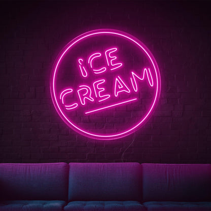 Ice Cream Round Blue Led Neon Sign For Home Decor Ice Cream Shop | Shineneon