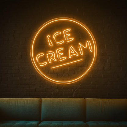 Ice Cream Round Blue Led Neon Sign For Home Decor Ice Cream Shop | Shineneon