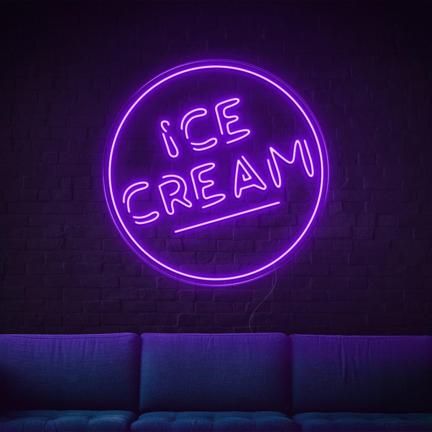 Ice Cream Round Blue Led Neon Sign For Home Decor Ice Cream Shop | Shineneon