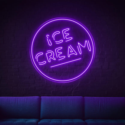 Ice Cream Round Blue Led Neon Sign For Home Decor Ice Cream Shop | Shineneon
