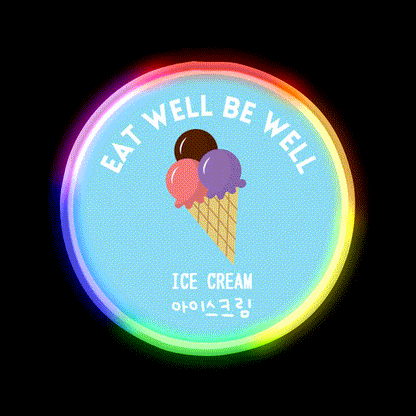 Ice Cream Scoop Cone Korean Food Sweet Snack Food Led Neon Sign Rgb Color - LED neon sign close-up detail