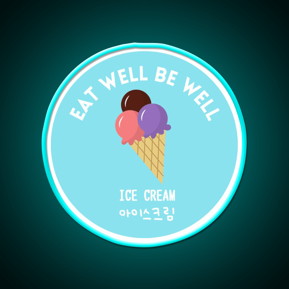 Ice Cream Scoop Cone Korean Food Sweet Snack Food Led Neon Sign Rgb Color - Shineneon
