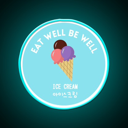 Ice Cream Scoop Cone Korean Food Sweet Snack Food Led Neon Sign Rgb Color - Shineneon
