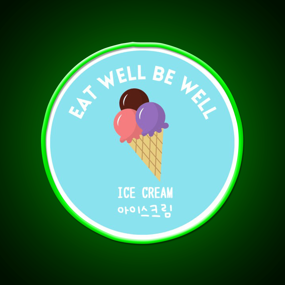 Ice Cream Scoop Cone Korean Food Sweet Snack Food Led Neon Sign Rgb Color - Shineneon