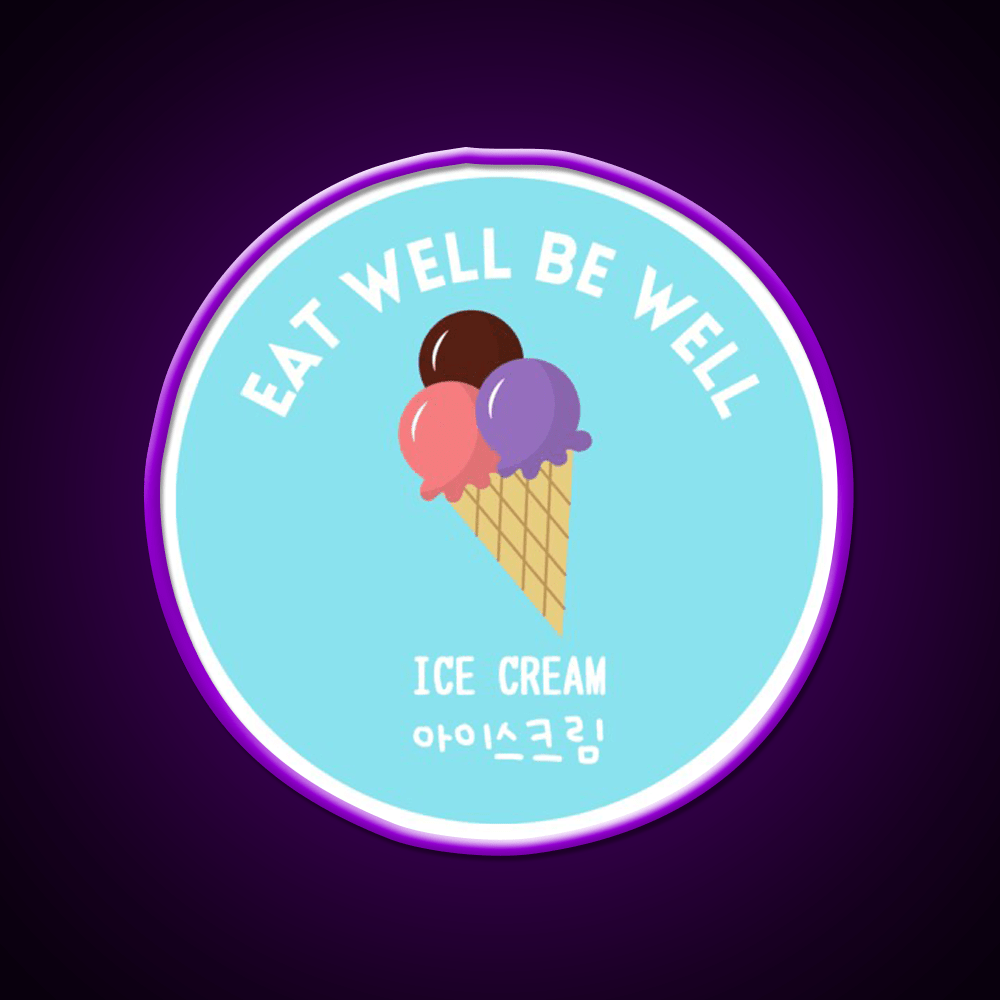 Ice Cream Scoop Cone Korean Food Sweet Snack Food Led Neon Sign Rgb Color - Shineneon