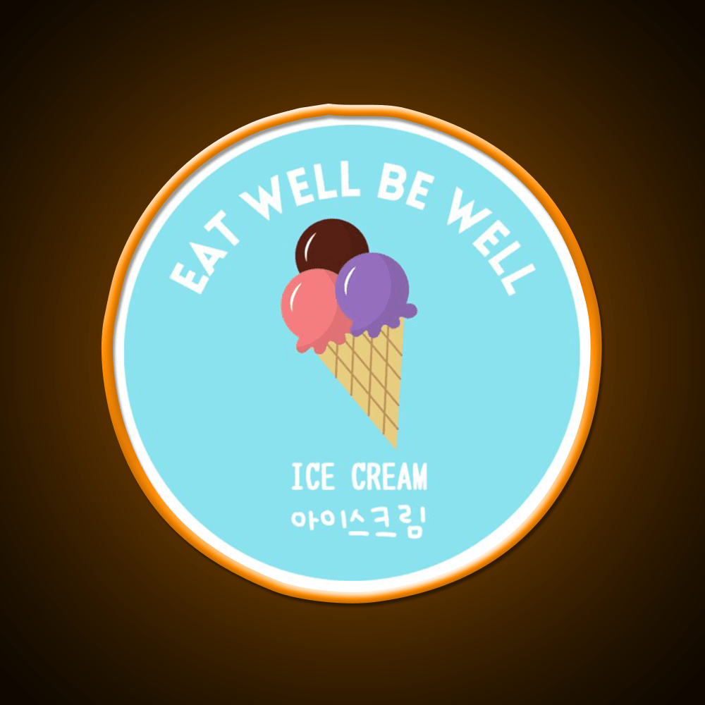 Ice Cream Scoop Cone Korean Food Sweet Snack Food Led Neon Sign Rgb Color - Shineneon