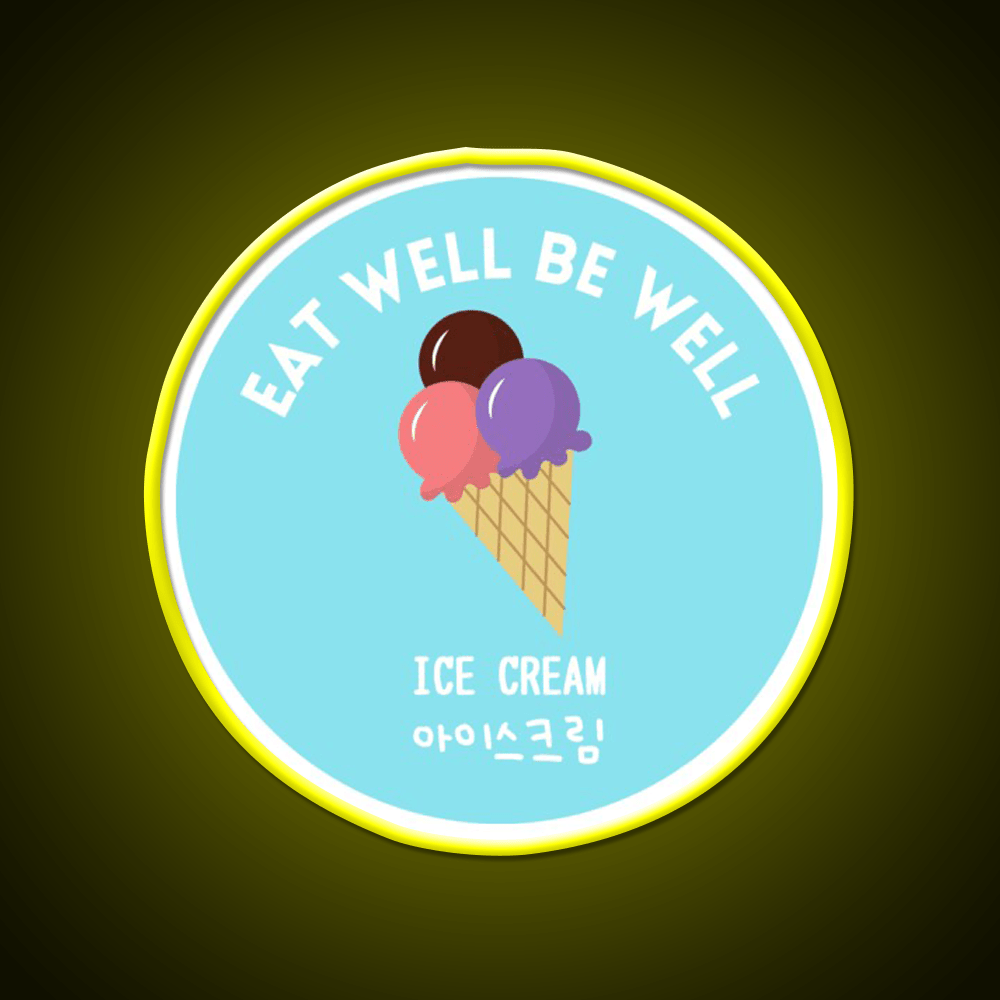 Ice Cream Scoop Cone Korean Food Sweet Snack Food Led Neon Sign Rgb Color - Shineneon